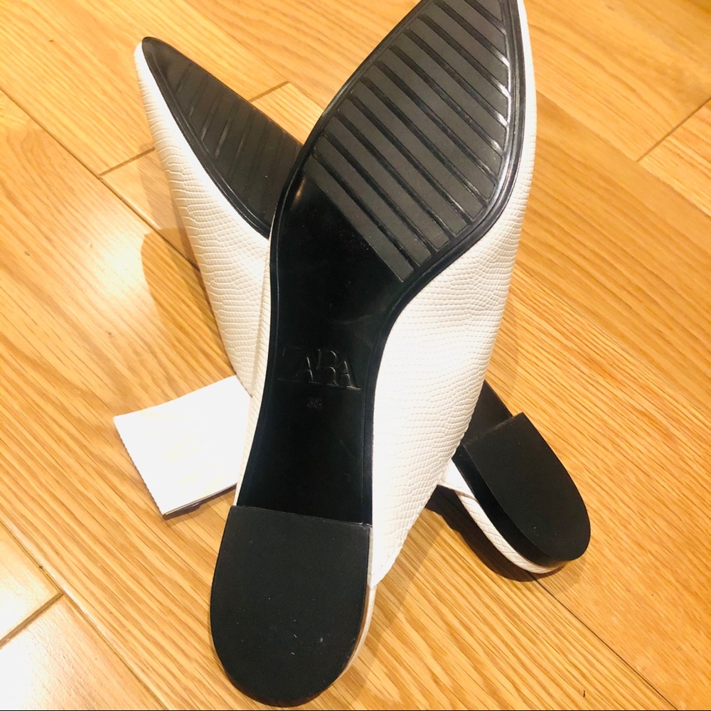 NWT Zara Animal Embossed Leather White Mules - Picture 8 of 8